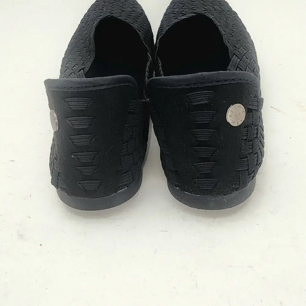 Bernie Mev Catwalk Flats Womens 9/9.5 Black Weave Comfort Memory Foam Slip On - Picture 4 of 7